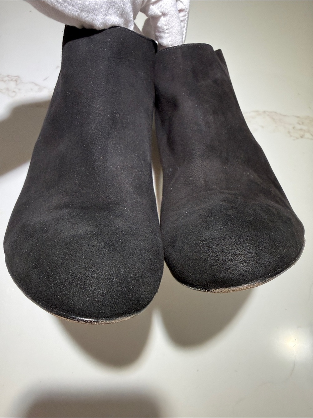 KATE SPADE 4” Heel Leather Suede Booties Black Gold Inside Heel, Size 11B - Picture 10 of 11